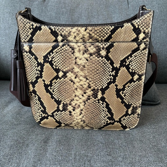 🐍SALE🐍Tory Burch Thea Exotic Web Large Shoulder Bag snakeskin and suede - Picture 2 of 9